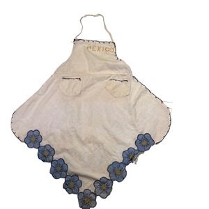 Vintage Mexico Souvenir Apron Embroidered Floral Design Kitchen Decor